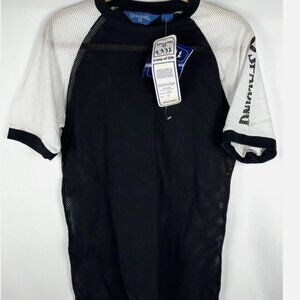 NWT Vintage Spalding Black White All Over Mesh Jersey Shirt Sz M Spell Out